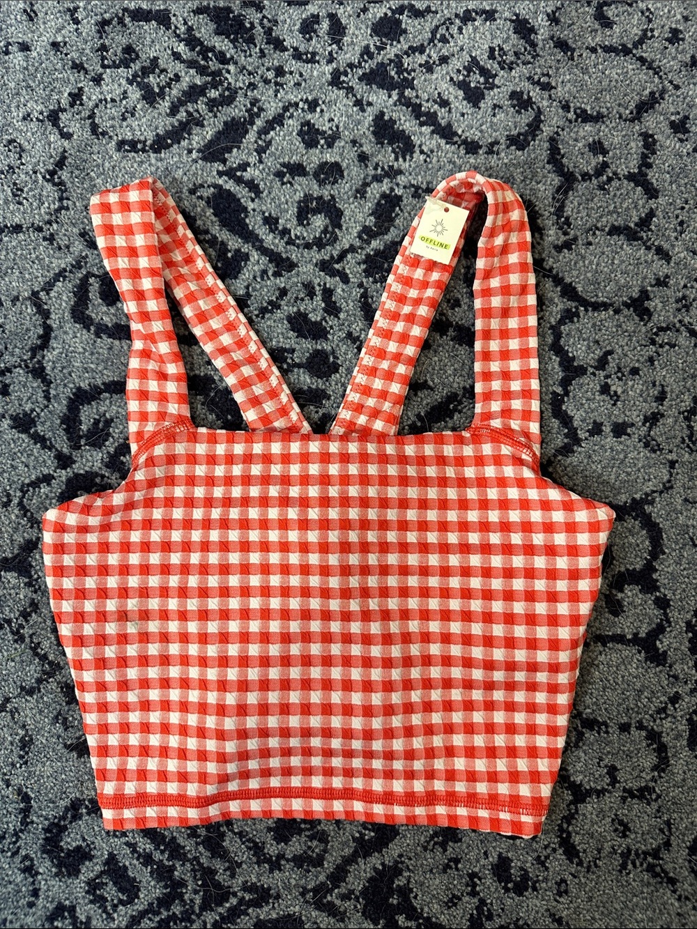 NWT OFFLINE BY ARRIE Red Gingham Crop Top with Wide Straps SIZE M